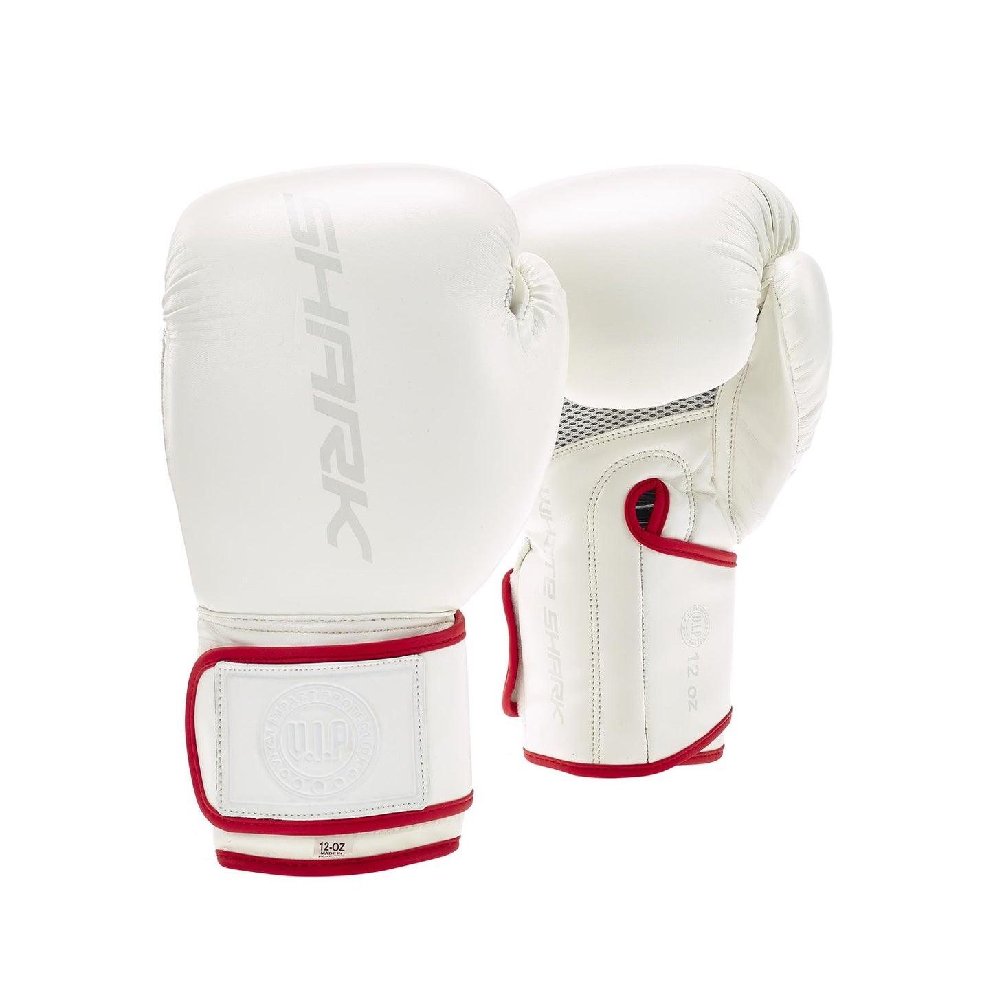 VIP Mens White Shark Training Sparring DX Lenta PU Hide 4 Layer Construction Boxing Gloves