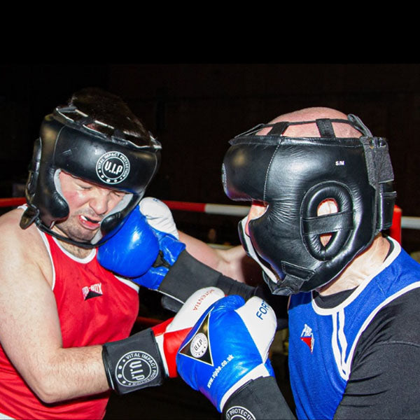 Black Leather Lace-up Boxing Headguard