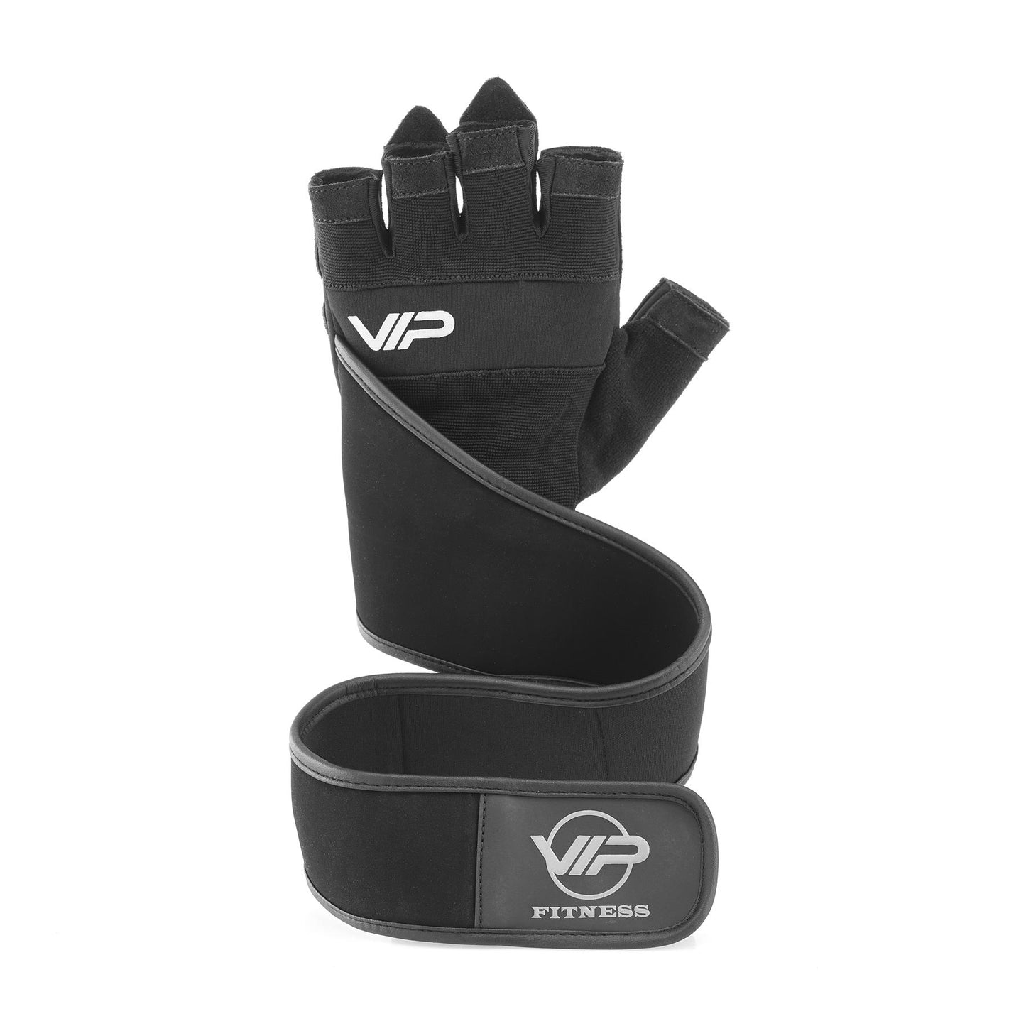 VIP Fitness Elevo Premium Leather & Neoprene Weightlifting Gloves With Wrist Straps