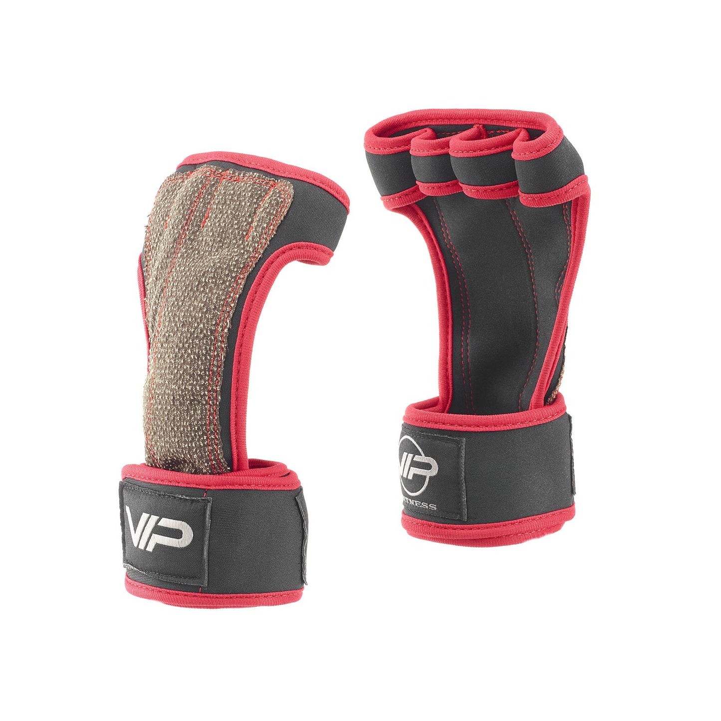 VIP Fitness Attollo Kevlar Weight Lifting Grips, Black / Red