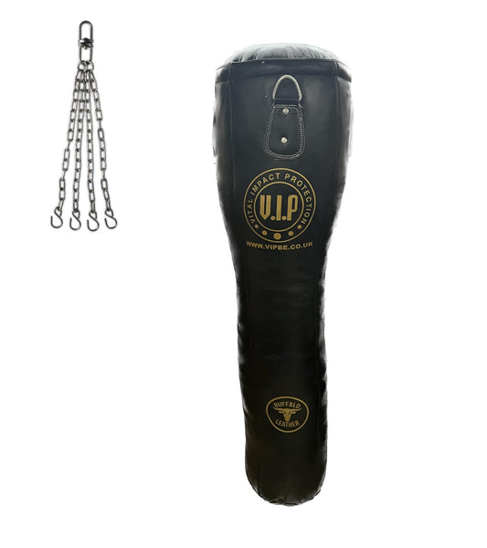 VIP Professional Gym Grade Premium Leather Buffalo Big Daddy Angle Punch Bag & Chains 4 Foot