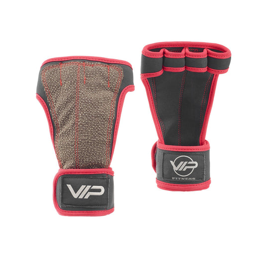 VIP Fitness Attollo Kevlar Weight Lifting Grips, Black / Red