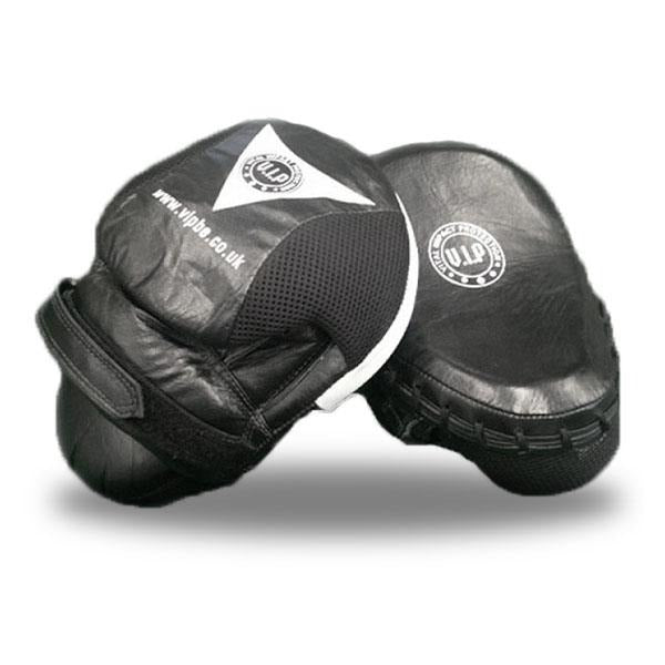Black & White Leather Curved Boxing Hook & Jab Pads (Closed Finger Design) - VIPBE