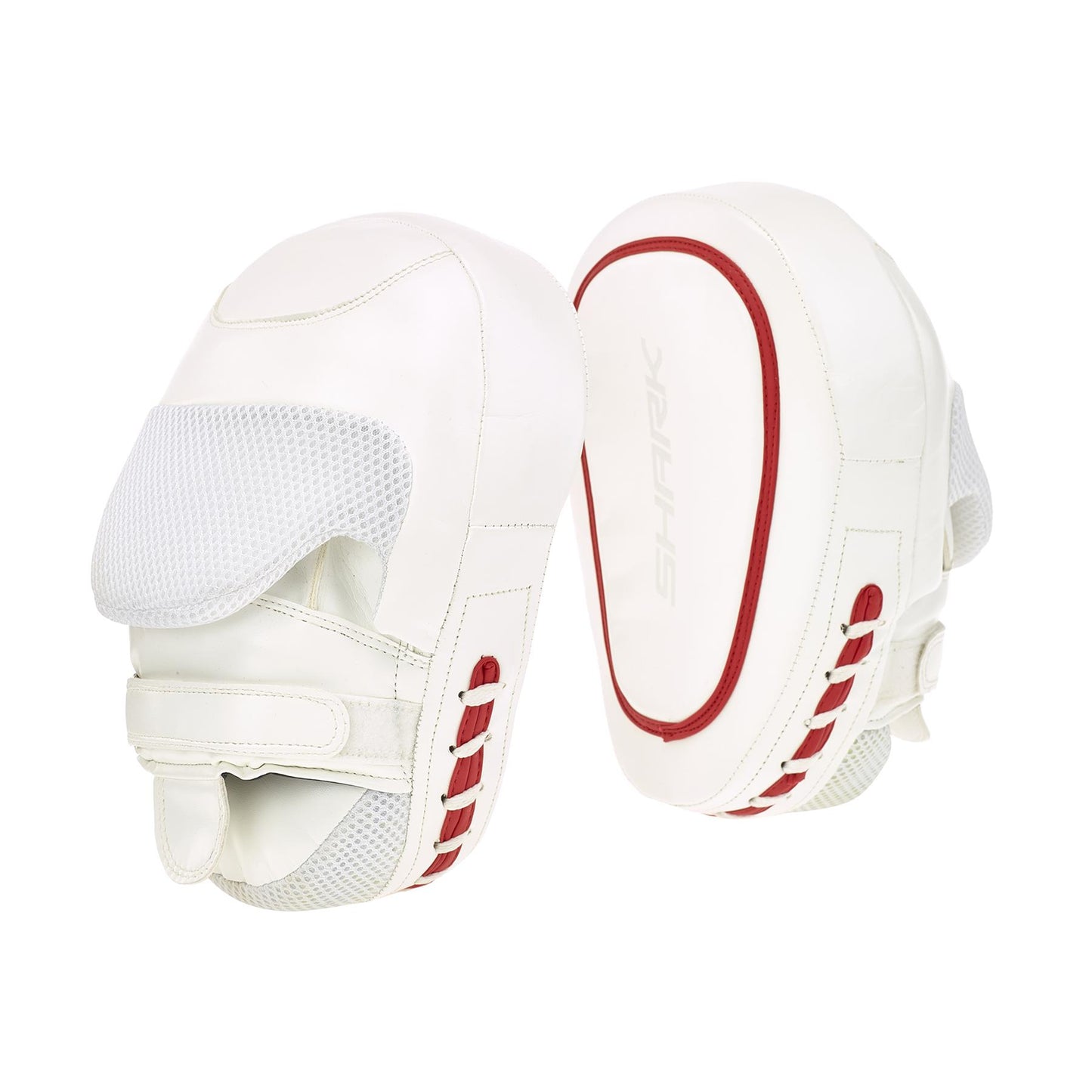 VIP White Shark Training Pro DX Lenta PU Hide Boxing Pads Curved Focus Mitts Training Pads With Adjustable Strap &4 Layer Support Construction
