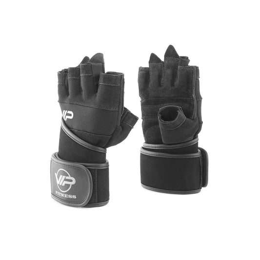 VIP Fitness Elevo Premium Leather & Neoprene Weightlifting Gloves With Wrist Straps